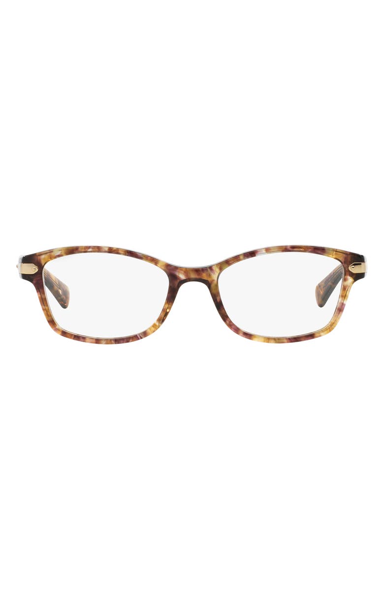 COACH 51mm Rectangular Optical Glasses, Main, color, Lite Tort