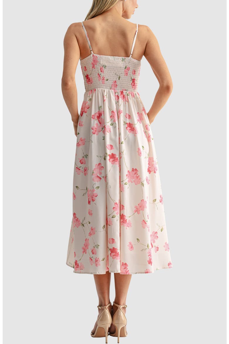 Floral Spaghetti Strap Midi Dress, Alternate, color, CREAM PINK