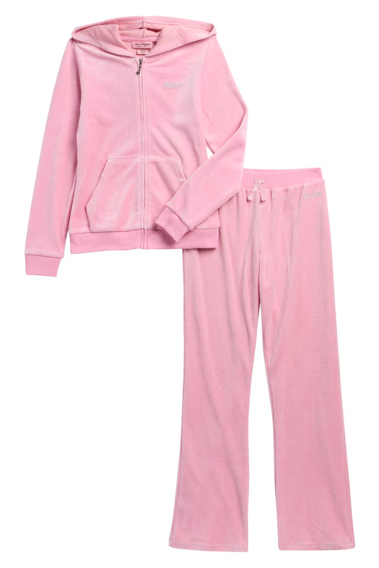 Kids' Velour Hoodie & Sweatpants Set, Main, color, PINK