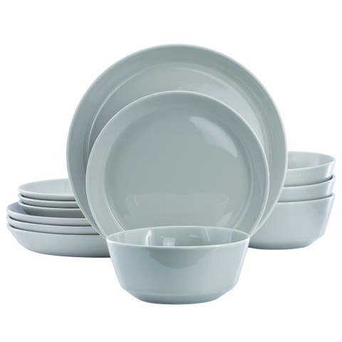 12 Piece Round Stoneware Dinnerware Set