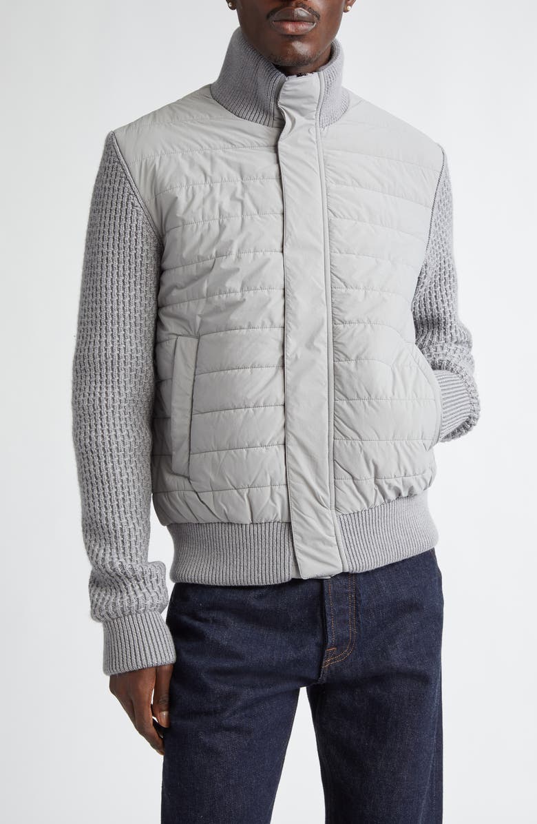 Herno Mixed Media Bomber Jacket, Main, color, 