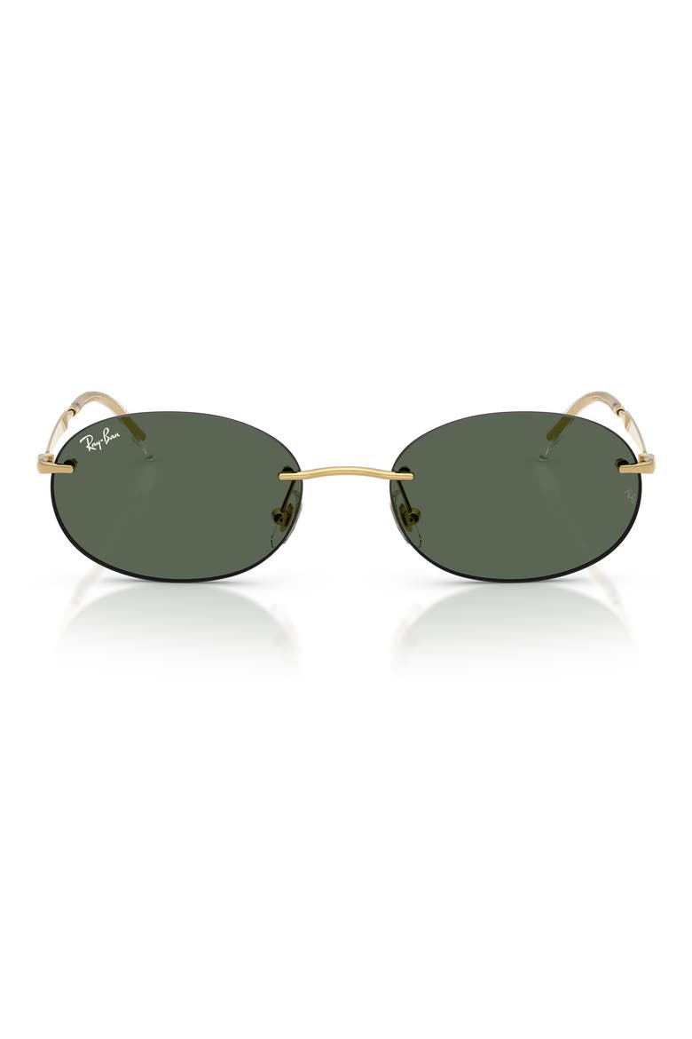 54mm Rimless Oval Sunglasses, Main, color, ARISTA / DARK GREEN