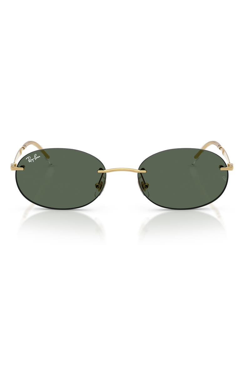 Ray-Ban 54mm Rimless Oval Sunglasses, Main, color, Arista / Dark Green