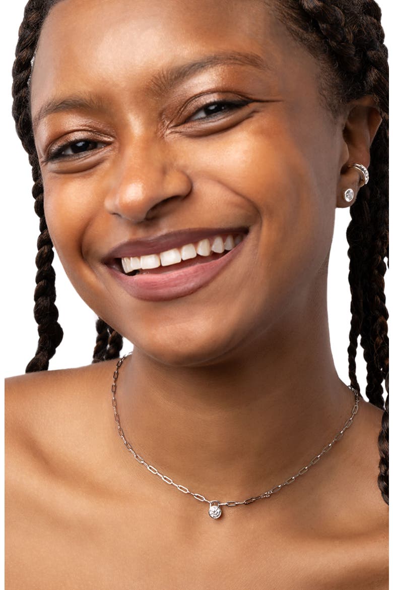 Muse Bezel Necklace, Alternate, color, Silver