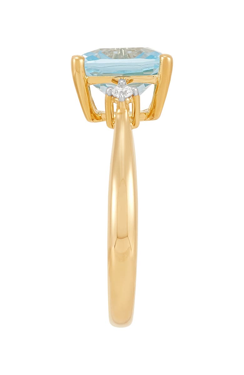 Frankie & Zoe 14K Yellow Gold Cushion Cut Swiss Blue Topaz & Diamond Ring, Alternate, color, Yellow Gold