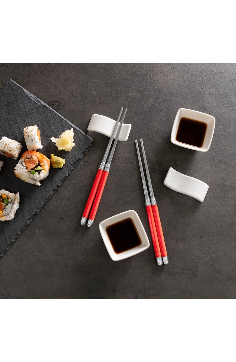 FRENCH HOME 8-Piece Chopsticks, Soy Sauce Bowls & Rest Set, Alternate, color, Red