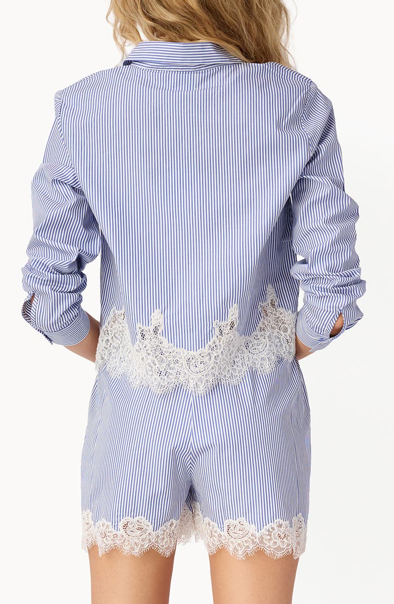 CAMI NYC Luisa Lace Trim Crop Top, Alternate, color, Blue Stripe