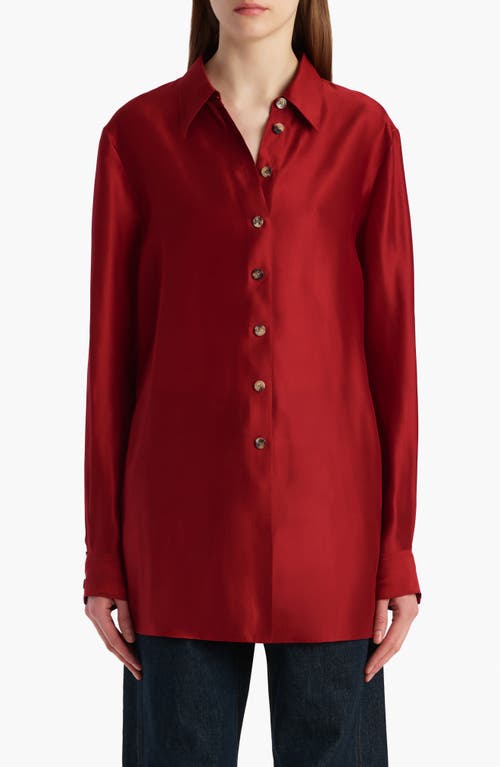 Khaite Auryn Button-down Twill Top In Red