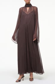 STAUD Esther Long Sleeve Chiffon Maxi Dress
