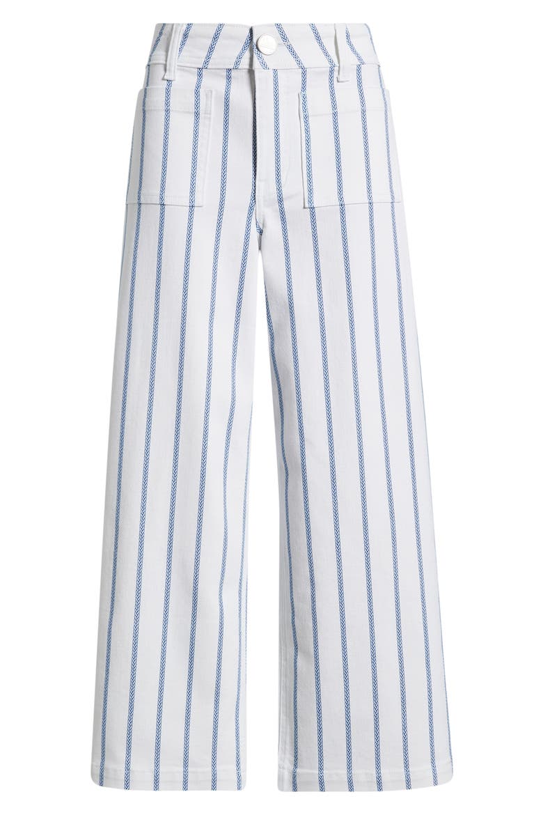 Stripe Crop Wide Leg Pants, Alternate, color, WHITE/ COBALT