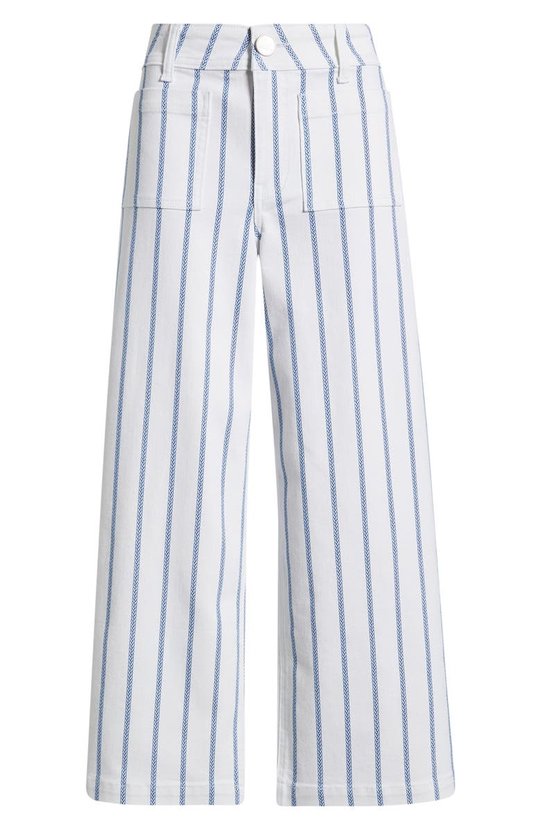 CITY BLUES Stripe Crop Wide Leg Pants, Alternate, color, White/ Cobalt