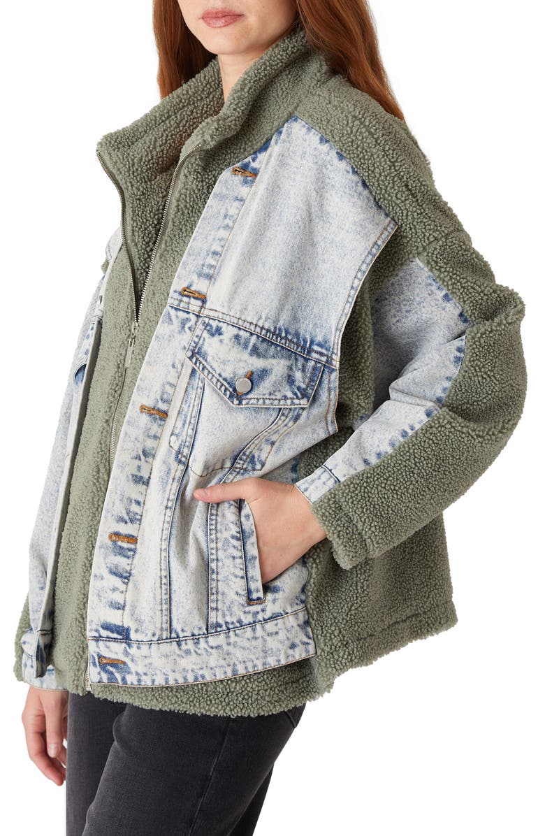BLANKNYC Denim & Faux Shearling Trucker Jacket, Alternate, color, Slumber Party