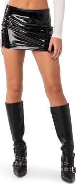 EDIKTED Electra Low Rise Vinyl Miniskirt