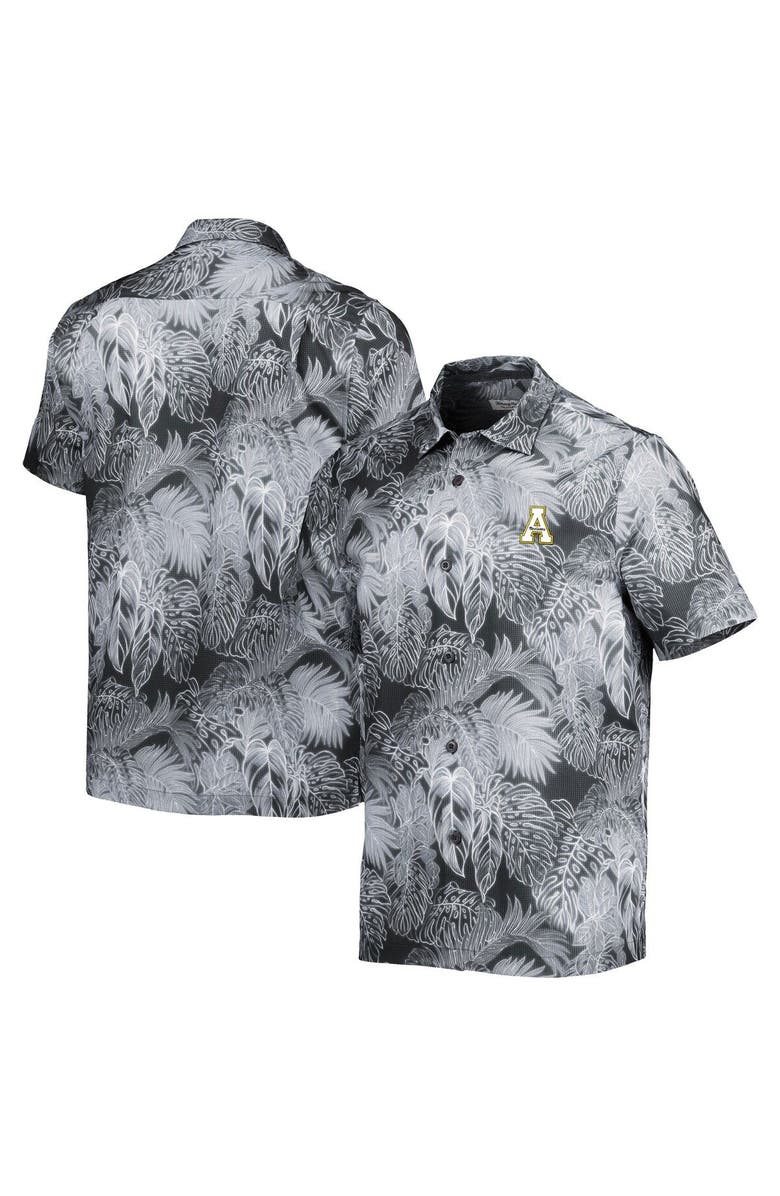 Tommy Bahama Men's Tommy Bahama Black Appalachian State Mountaineers Bahama Coast Luminescent Frond Camp IslandZone Button-Up Shirt, Alternate, color,