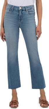 KUT from the Kloth Kelsey Fab Ab High Waist Raw Hem Ankle Kick Flare Jeans