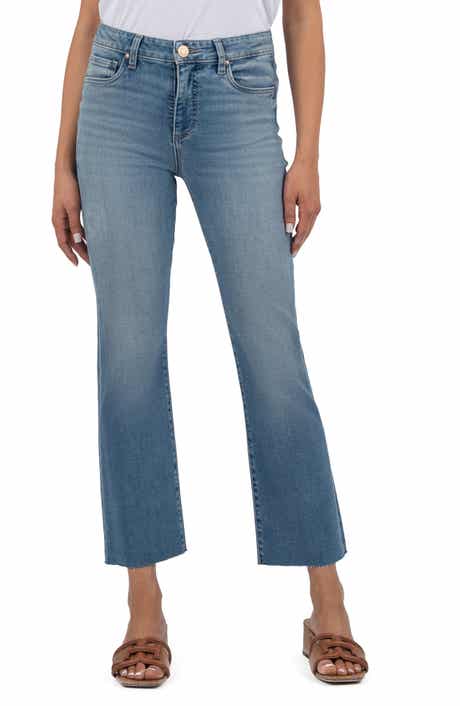 KUT from the Kloth Kelsey Fab Ab High Waist Raw Hem Ankle Kick Flare Jeans