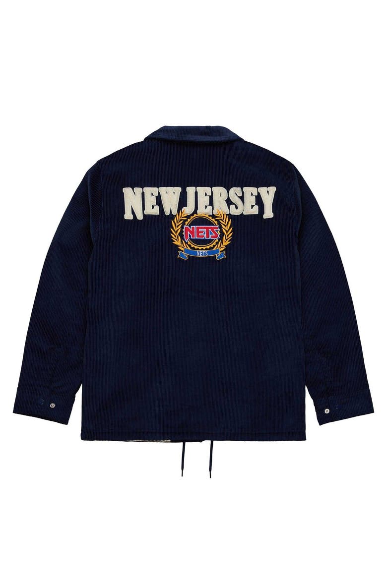 Men's Mitchell & Ness Navy New Jersey Nets Hardwood Classics Coaches Full-Snap Jacket, Alternate, color, Navy