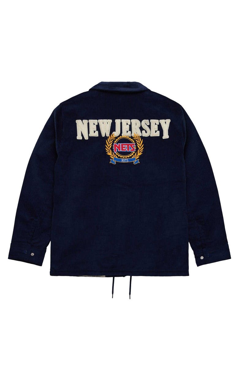 Mitchell & Ness Men's Mitchell & Ness Navy New Jersey Nets Hardwood Classics Coaches Full-Snap Jacket, Alternate, color, 