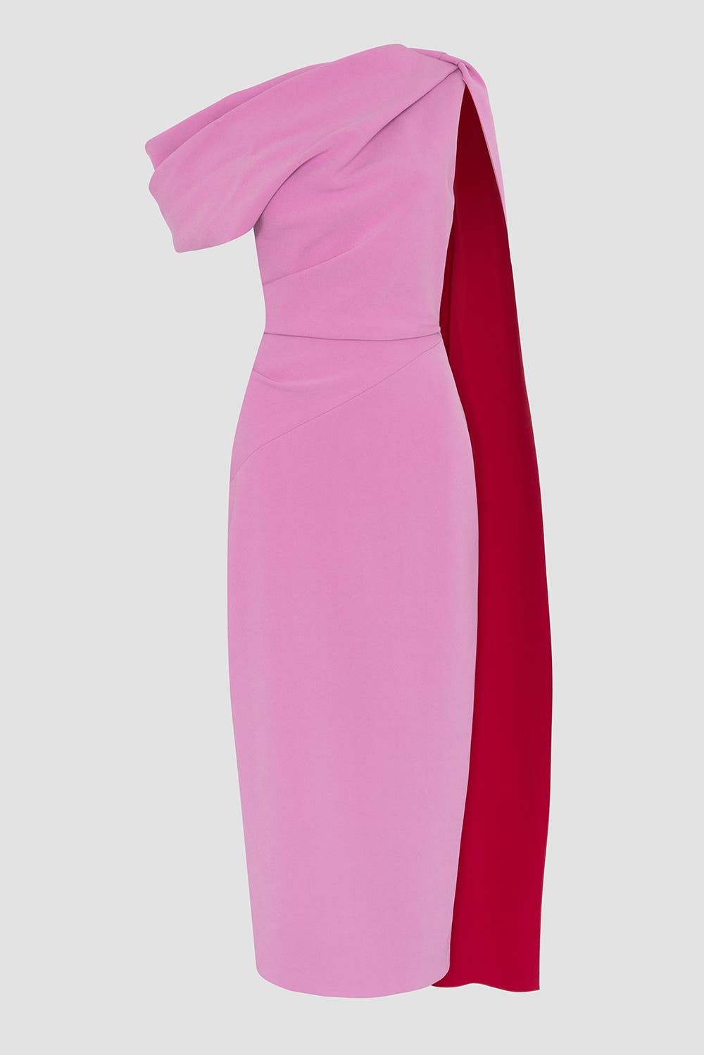 Maite Pink Crepe One Shoulder Midi Dress - image 2