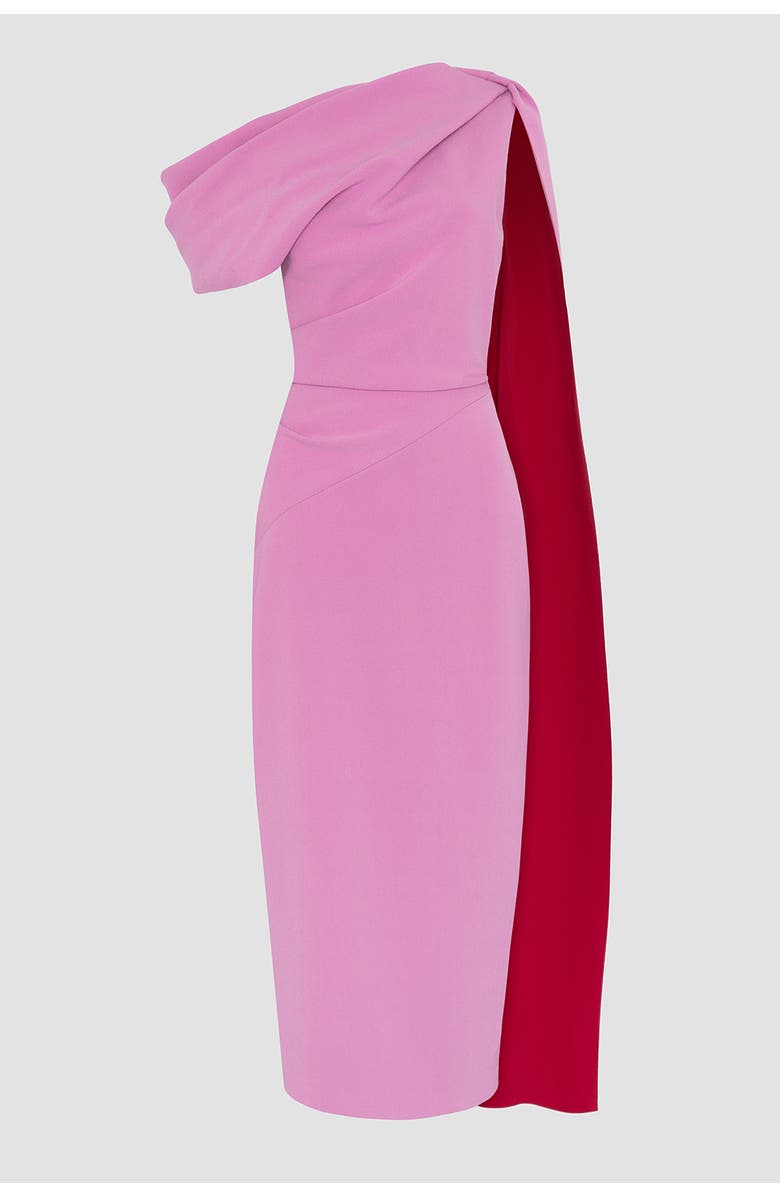 Roksanda Maite Pink Crepe One Shoulder Midi Dress, Alternate, color, Orchid / Amaranthus