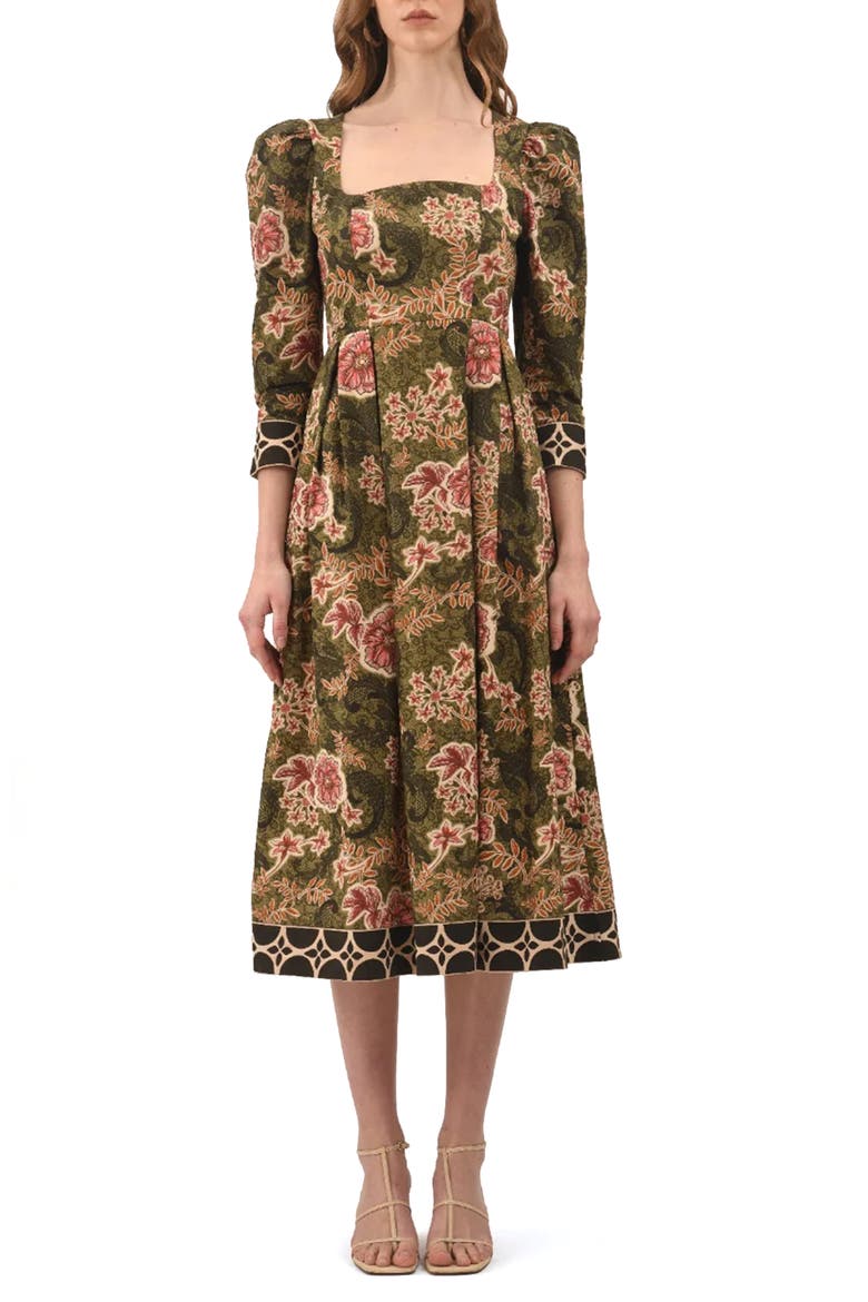 Mirellie Floral Midi Dress, Main, color, PINK
