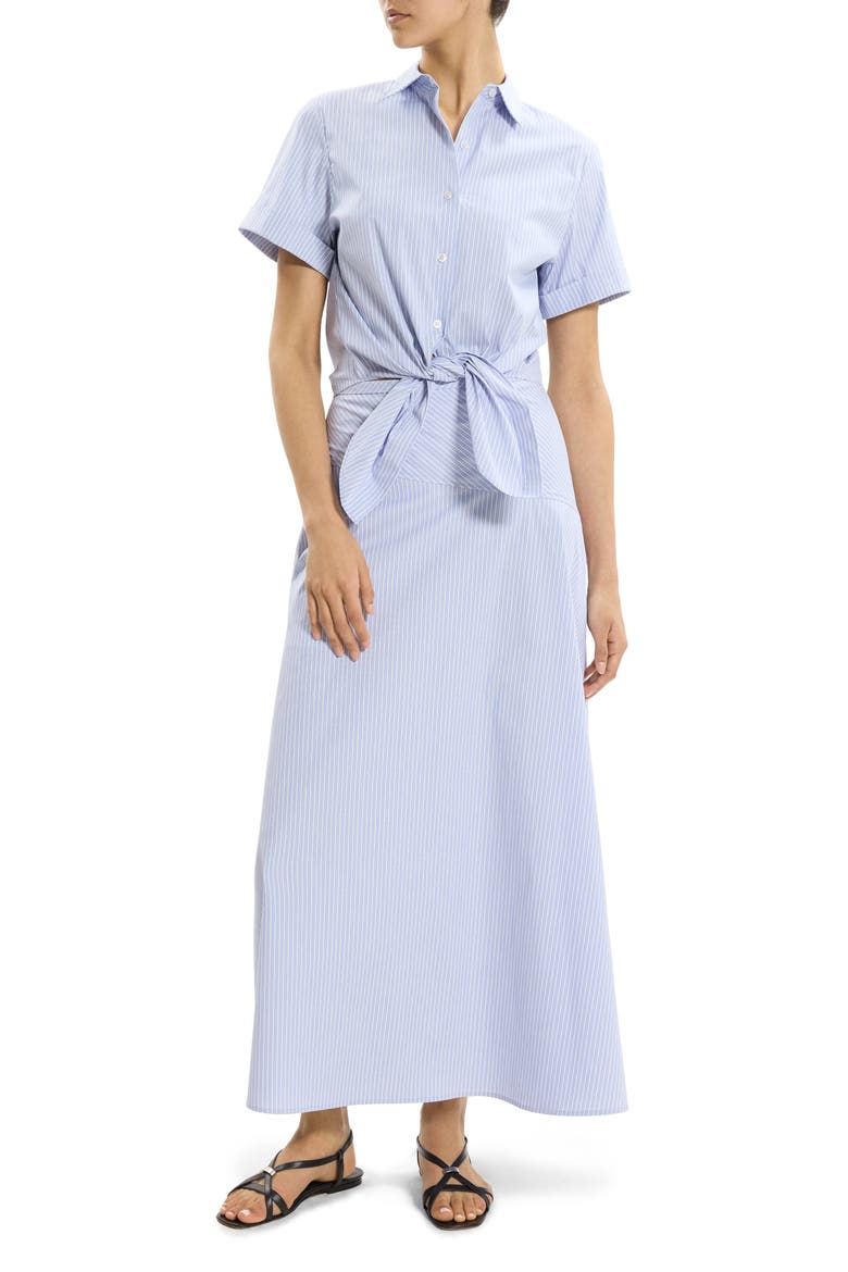 Front Tie Button-Up Shirt, Alternate, color, BLUE MULTI
