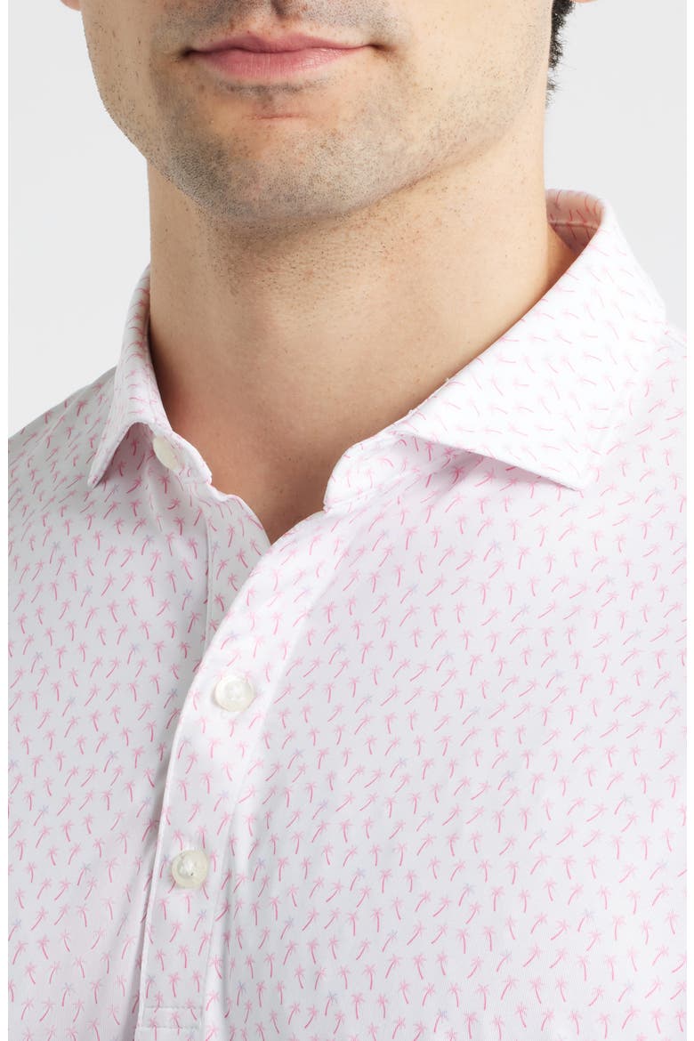 Marina Palm Tree Print Performance Jersey Polo, Alternate, color, PUNCH