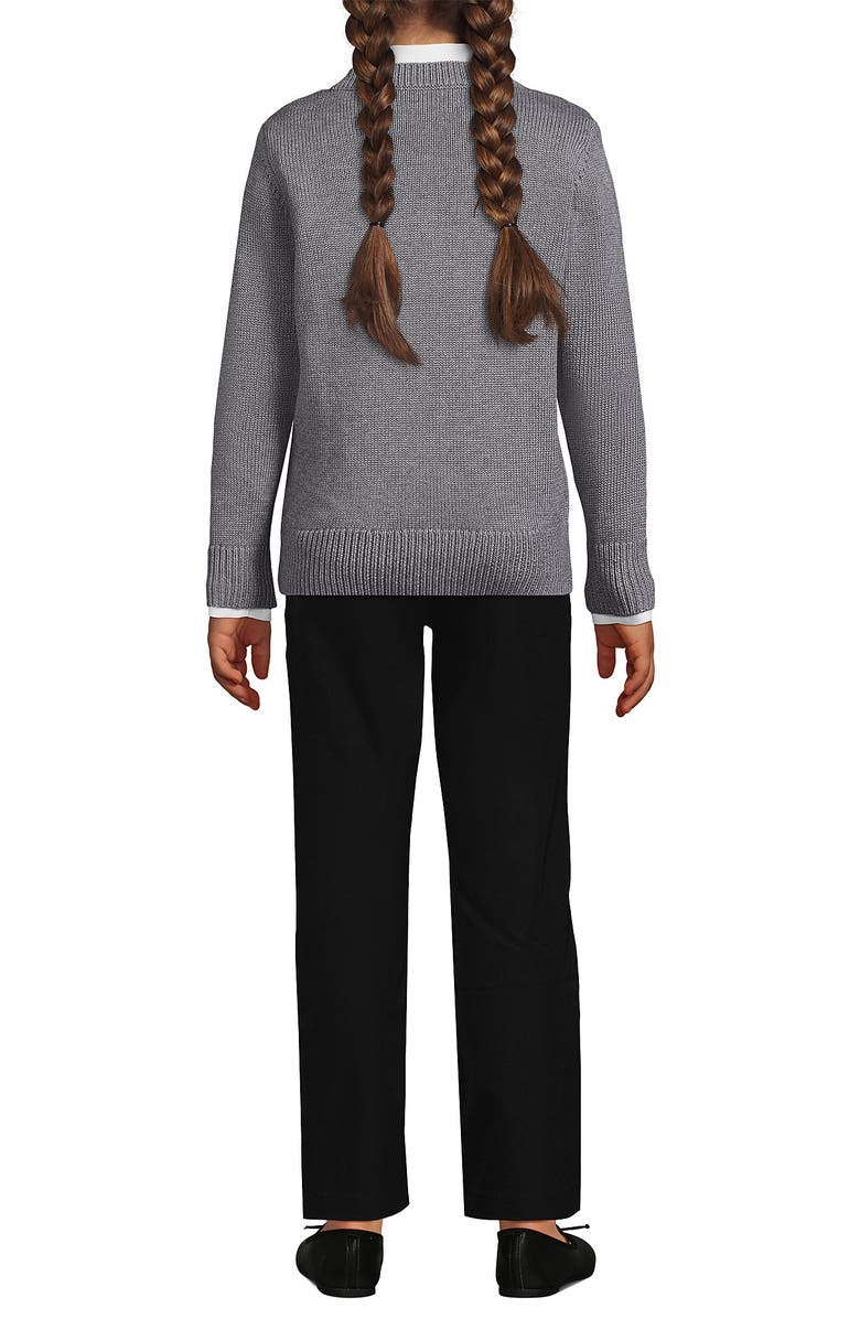 Lands' End School Uniform Kids Legacy Varsity Cardigan, Alternate, color, Pewter Heather