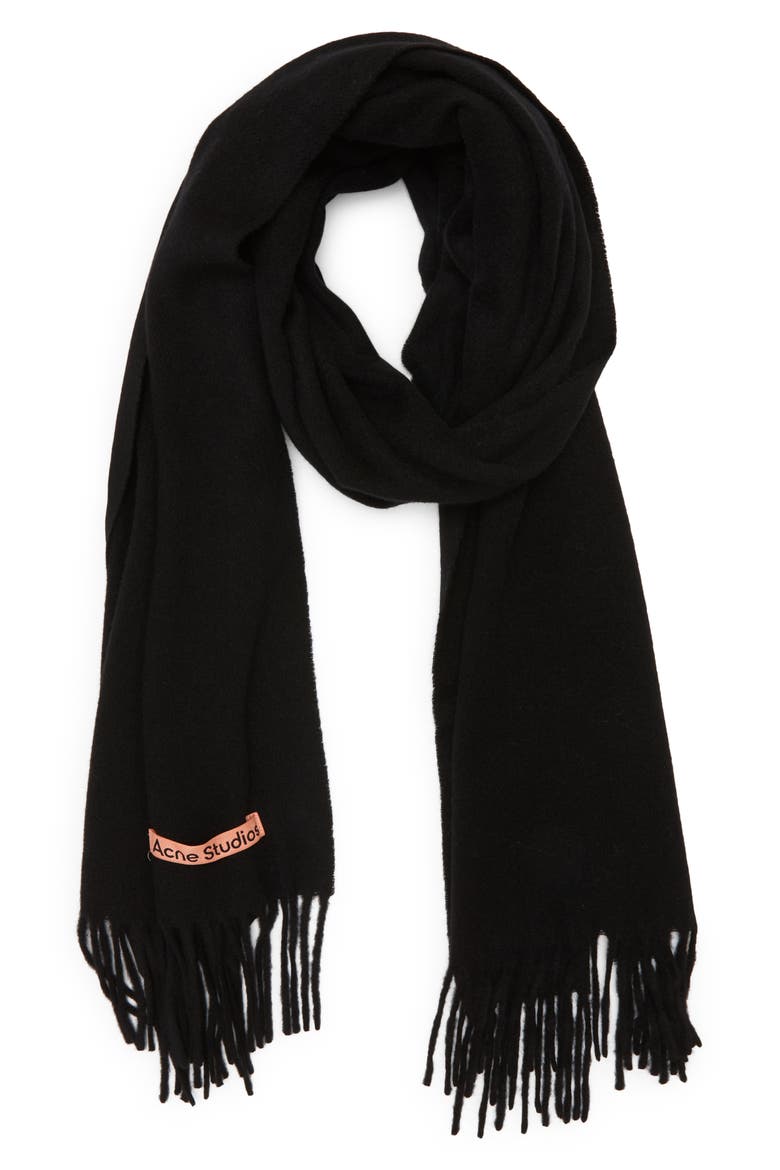 Cashmere Fringe Scarf, Main, color, BLACK