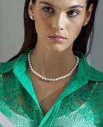 The Pearl Source 6.5-7.0mm Japanese Akoya White Choker Length Pearl Necklace - AAA Quality