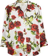 L'AGENCE Dani Rose Print Silk Button-Up Shirt