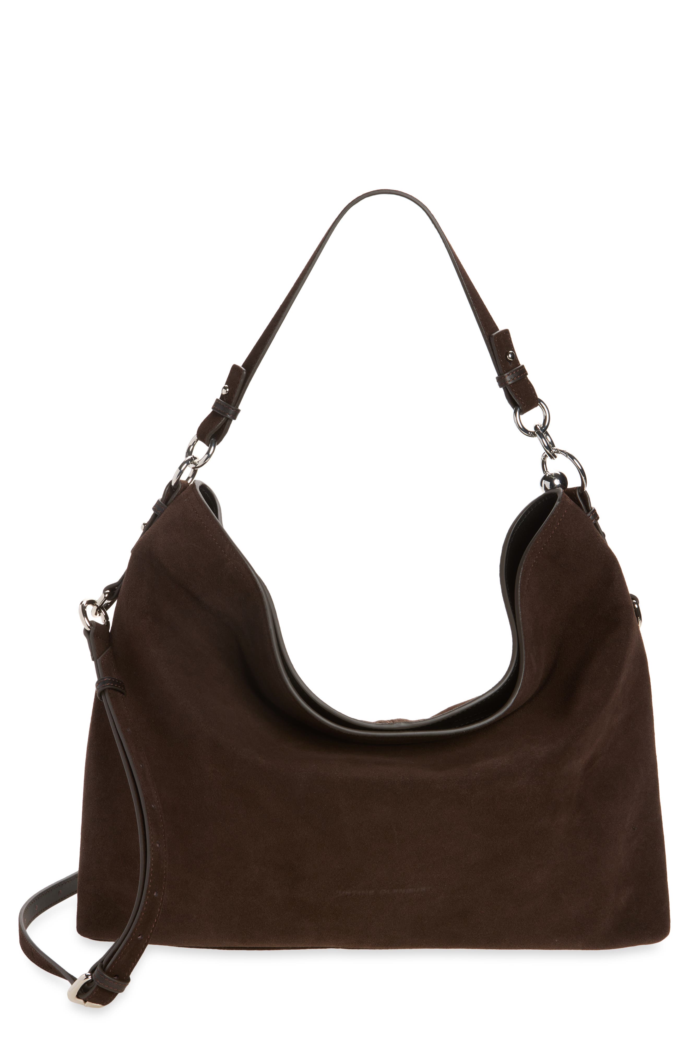 Marla Suede Hobo Bag, Main, color, BROWN