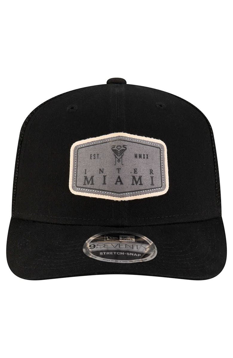 New Era Men's New Era  Black Inter Miami CF Labeled 9SEVENTY Trucker Stretch-Snap Adjustable Hat, Alternate, color, 
