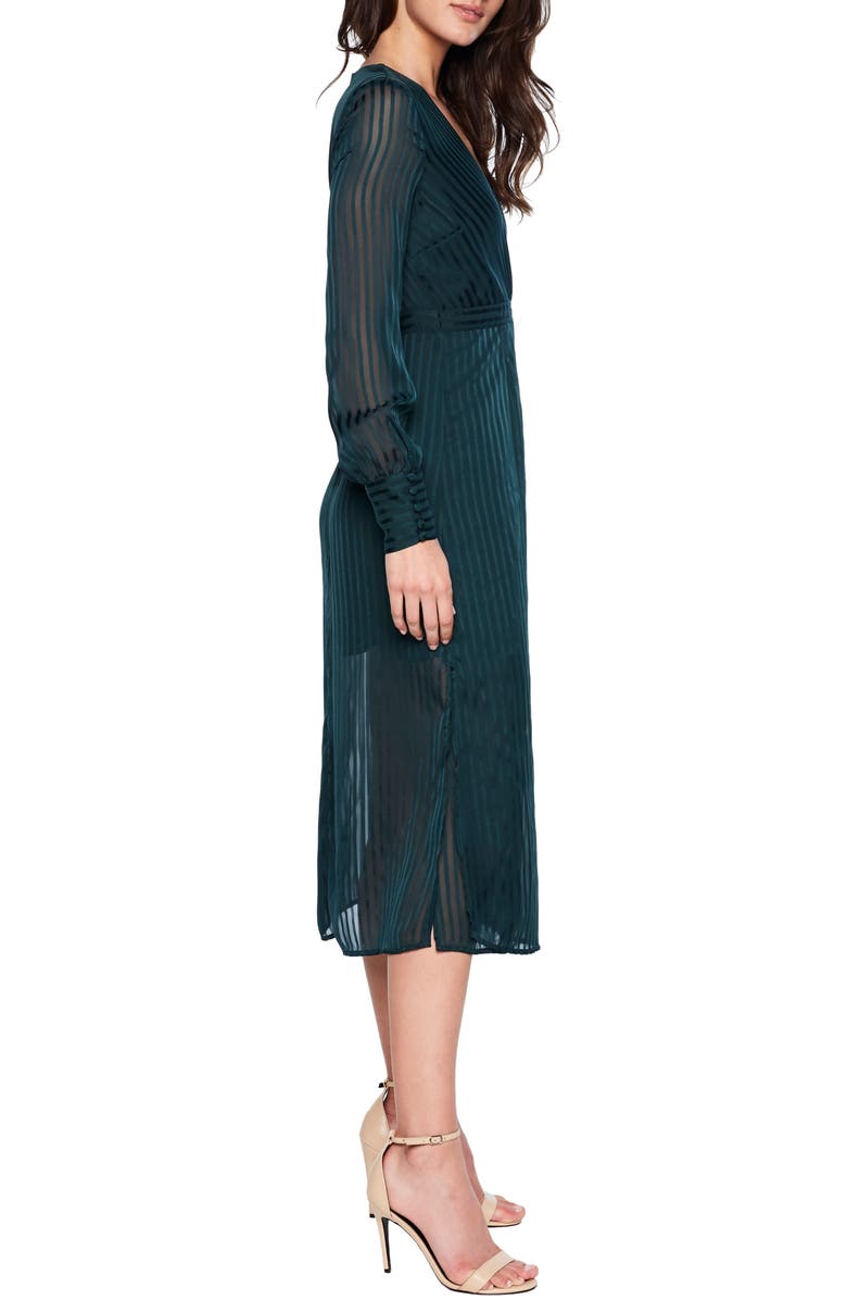 Bardot Shadow Stripe Faux Wrap Midi Dress, Alternate, color, 