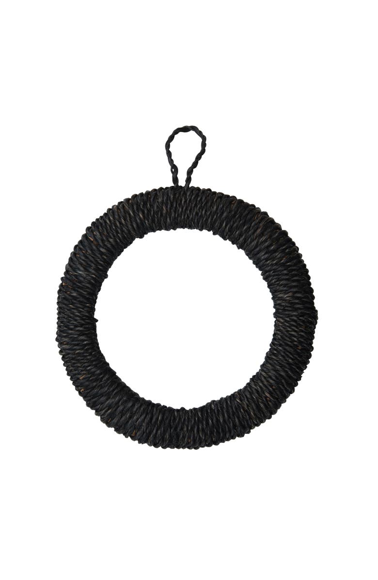 Storied Home Unique Round Hand-Woven Abaca Rope Trivet with Hanger, Main, color, Black