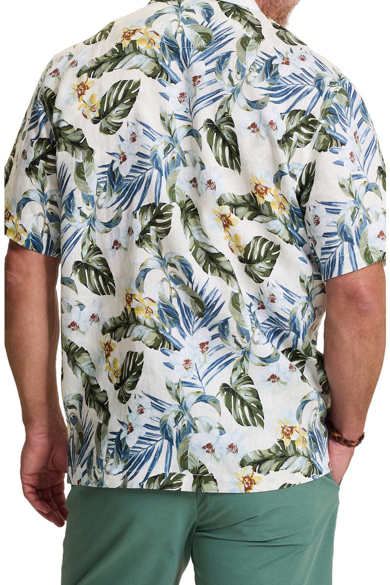 Orchid O'Lei Short Sleeve Linen Button-Up Shirt, Alternate, color, STERLING BLUE