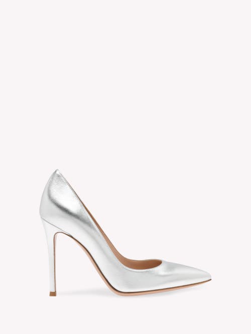Gianvito Rossi Metallic Napa Open-toe Pumps In Metallic Silver