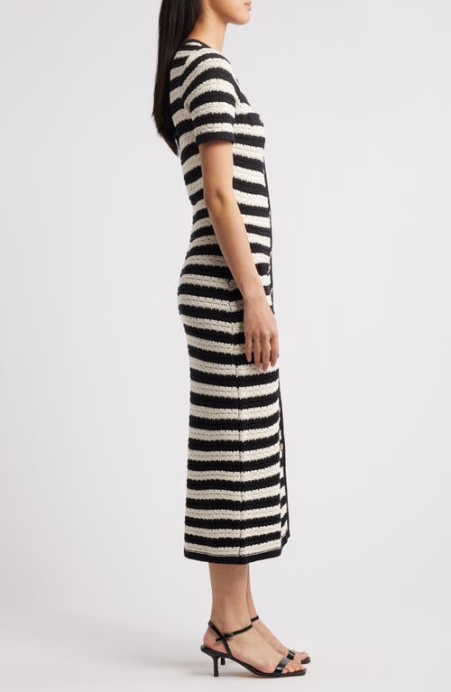 Zoe And Claire Stripe Midi Sweater Dress In Black