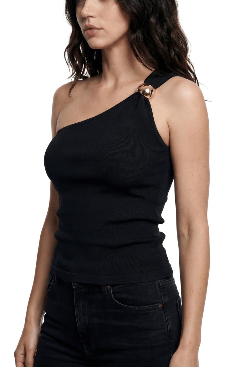 One-Shoulder Knit Top, Alternate, color, BLACK