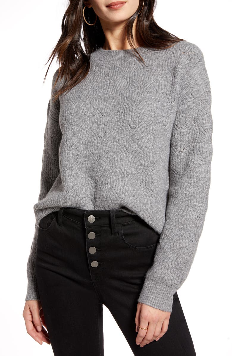 Treasure & Bond Pointelle Stitch Pullover, Main, color, 