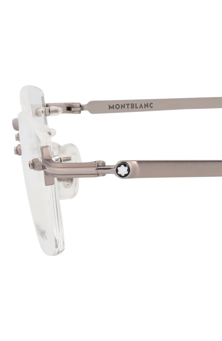 Montblanc 54mm Square Optical Glasses, Alternate, color, Ruthenium Transparent