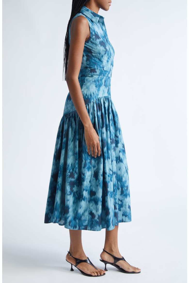 Floral Ikat Print Midi Shirtdress, Alternate, color, SEAGLASS MULTI