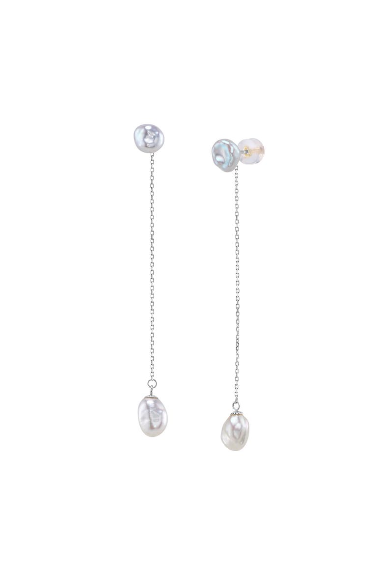Double White Freshwater Keshi Pearl Joana Earrings, Main, color, Sterling Silver
