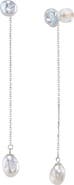 The Pearl Source Double White Freshwater Keshi Pearl Joana Earrings