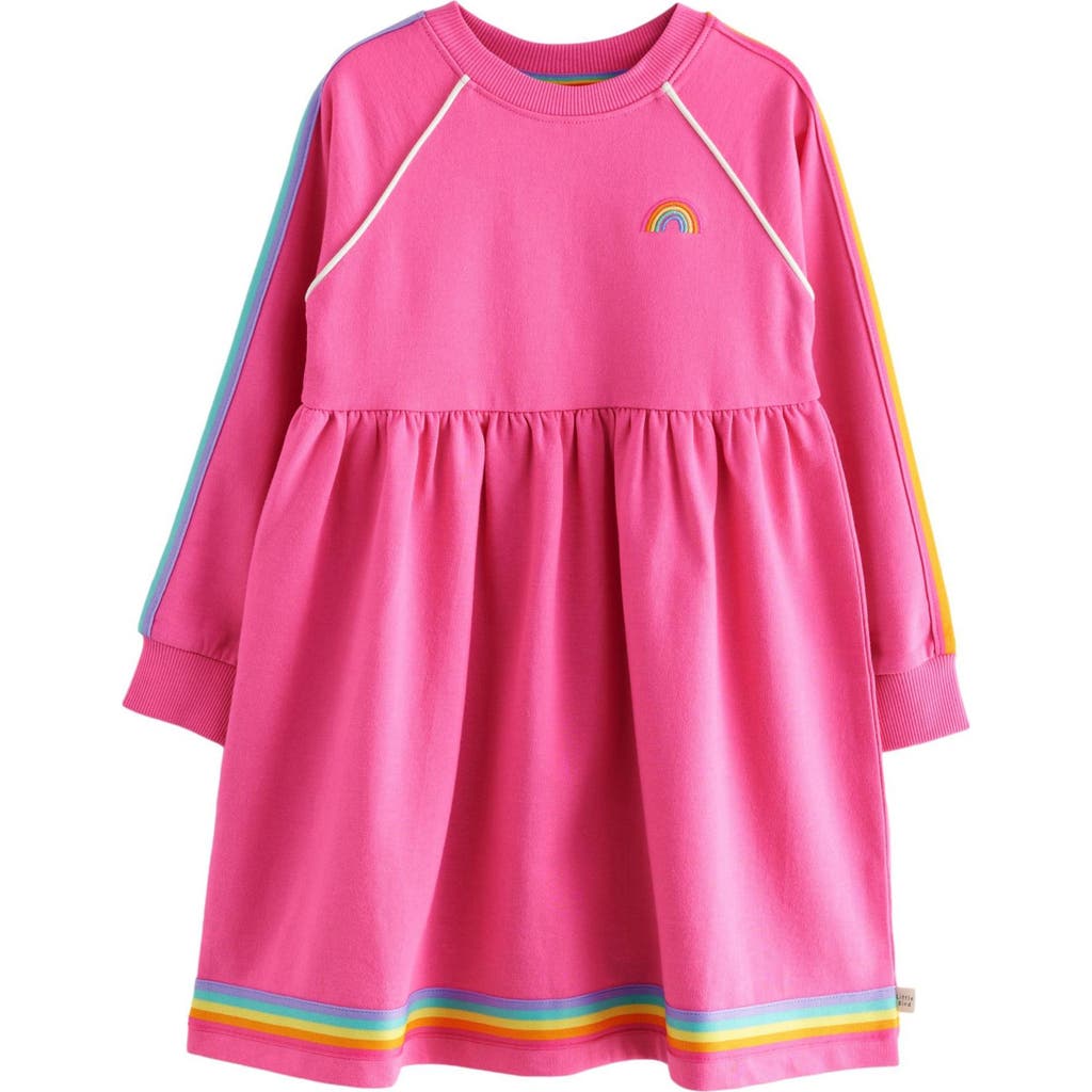 LITTLE BIRD LITTLE BIRD KIDS' RAINBOW STRIPE LONG SLEEVE COTTON SWEATSHIRT DRESS