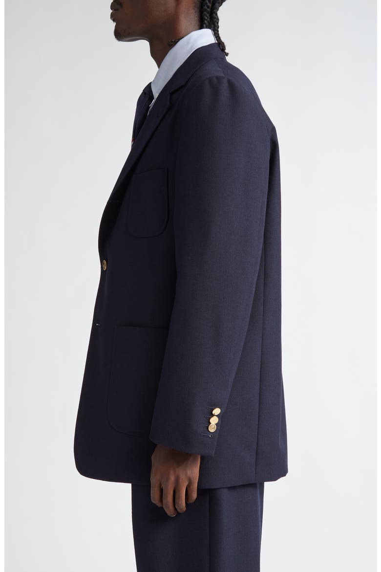 Unstructured Virgin Wool Hopsack Sport Coat, Alternate, color, NAVY