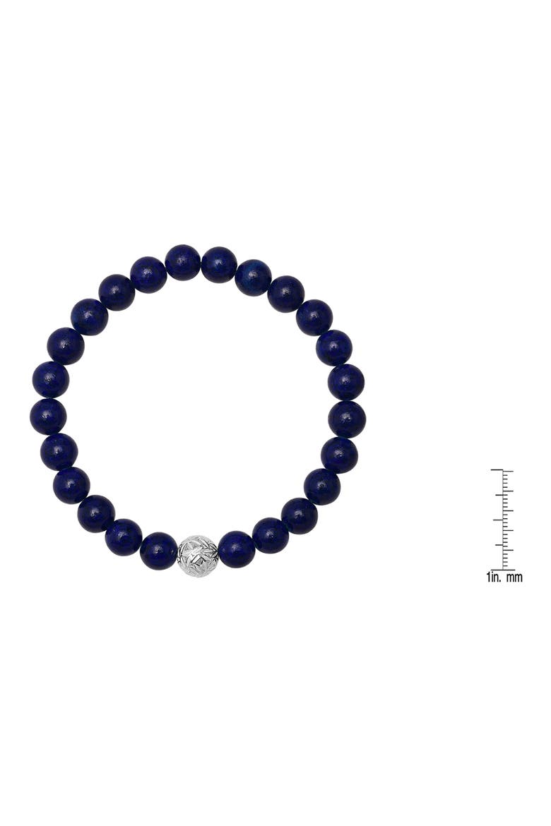 Men's Sterling Silver Lapis Lazuli Beaded Stretch Bracelet, Alternate, color, SILVER/ BLUE