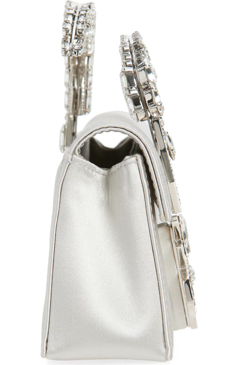 L’alingi Oasis Crystal Handle Satin Clutch, Alternate, color, Silver