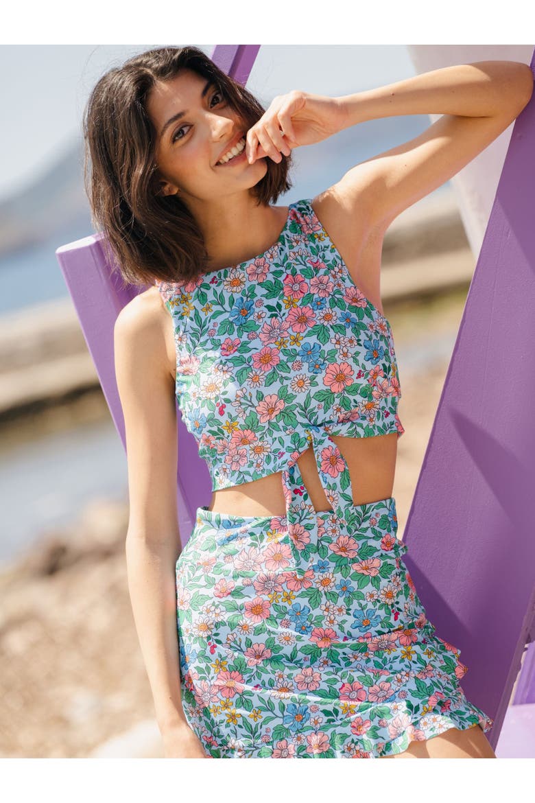 Knotted Crop Top, Main, color, Trellis Floral
