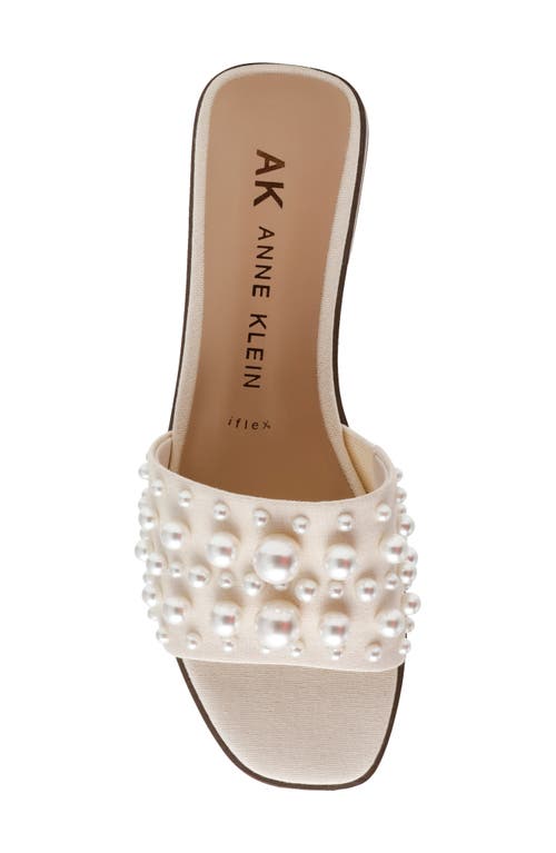 Anne Klein Eugenie Faux Pearl Slide Sandal In Natural